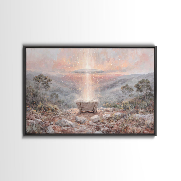 Heavenly Arrival – Framed Canvas Print – Christmas Art – Christian Wall Art – Christian Art Canvas – Christian Decor – Christian Christmas