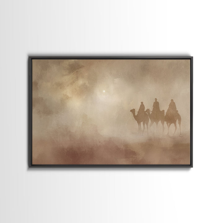 Camel Nightwatch – Framed Canvas Print – Christian Christmas Art – Christian Art Canvas – Christian Wall Art – Christmas Art – Christian De