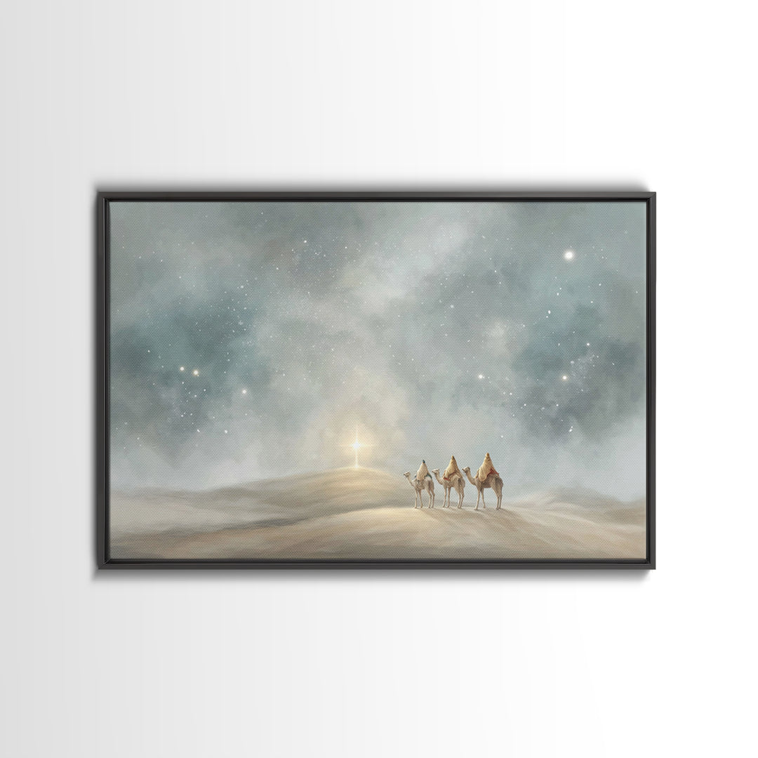 Hillside Star – Framed Canvas Print – Christian Christmas Art – Christian Wall Art – Christian Art Canvas – Christian Decor – Christmas Art