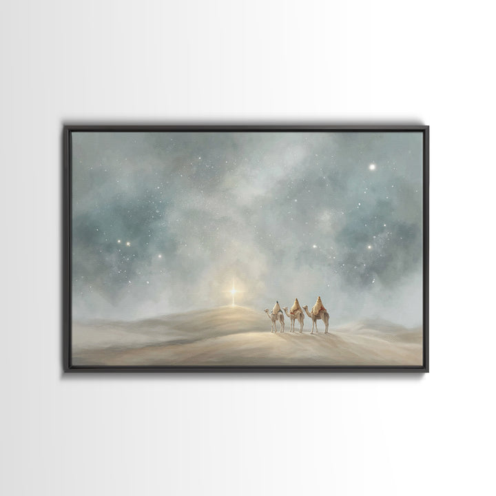 Hillside Star – Framed Canvas Print – Christian Christmas Art – Christian Wall Art – Christian Art Canvas – Christian Decor – Christmas Art