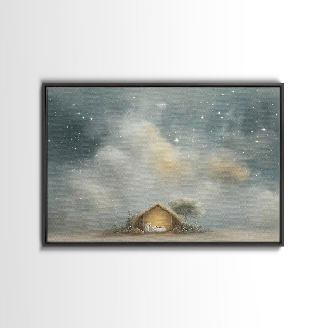 Nativity Peace – Framed Canvas Print – Christian Art Canvas – Christian Christmas Art – Christian Wall Art – Christmas Art – Christian Deco