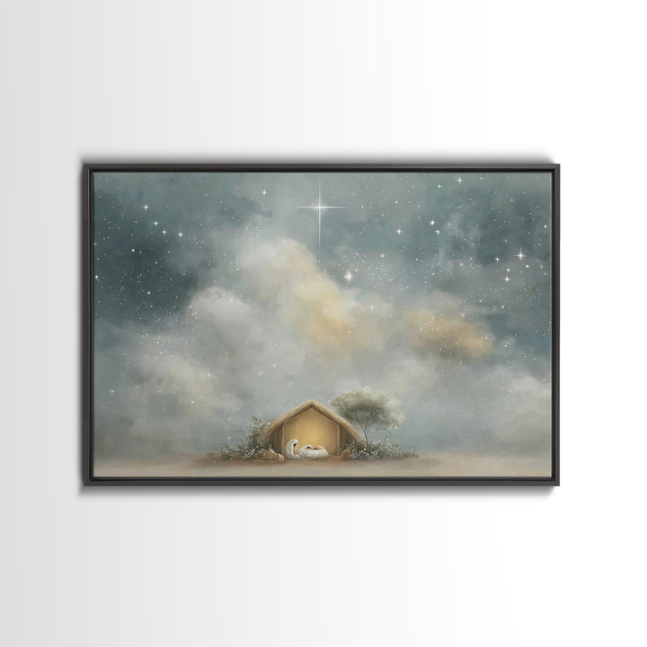 Nativity Peace – Framed Canvas Print – Christian Art Canvas – Christian Christmas Art – Christian Wall Art – Christmas Art – Christian Deco