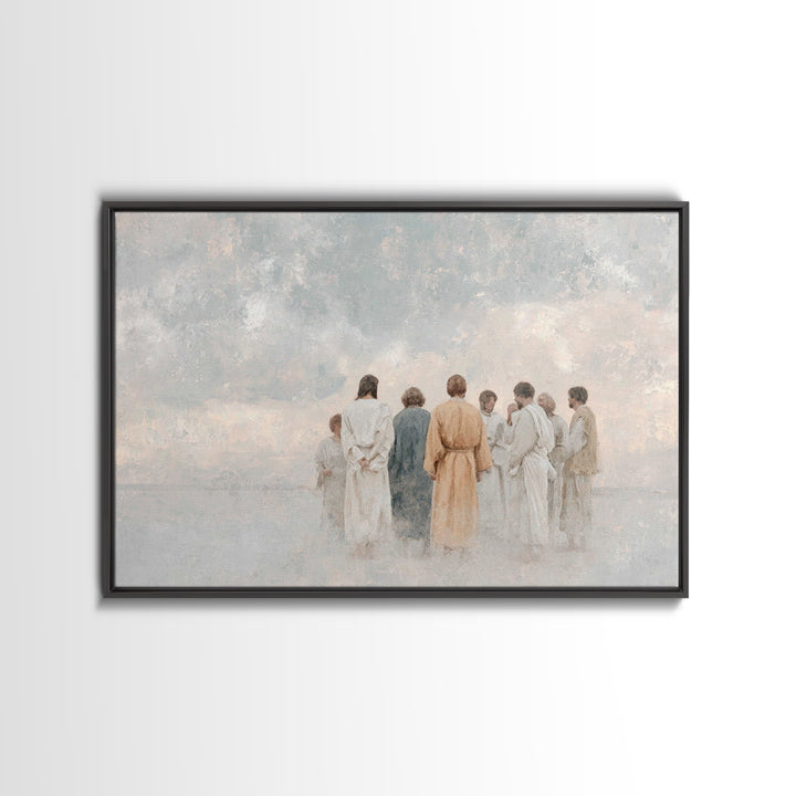 Celestial Gathering – Framed Canvas Print – Christian Wall Art – Jesus Painting – Christian Art Canvas – Christmas Art