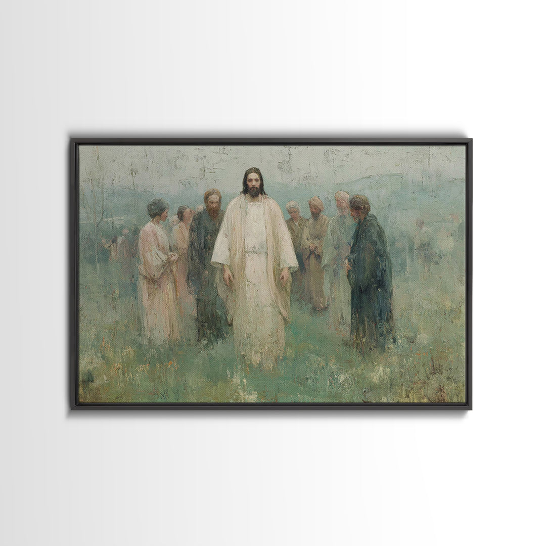 Sacred Meadow Light – Framed Canvas Print – Jesus Painting – Christian Wall Art – Christian Art Canvas – Christian Christmas Art