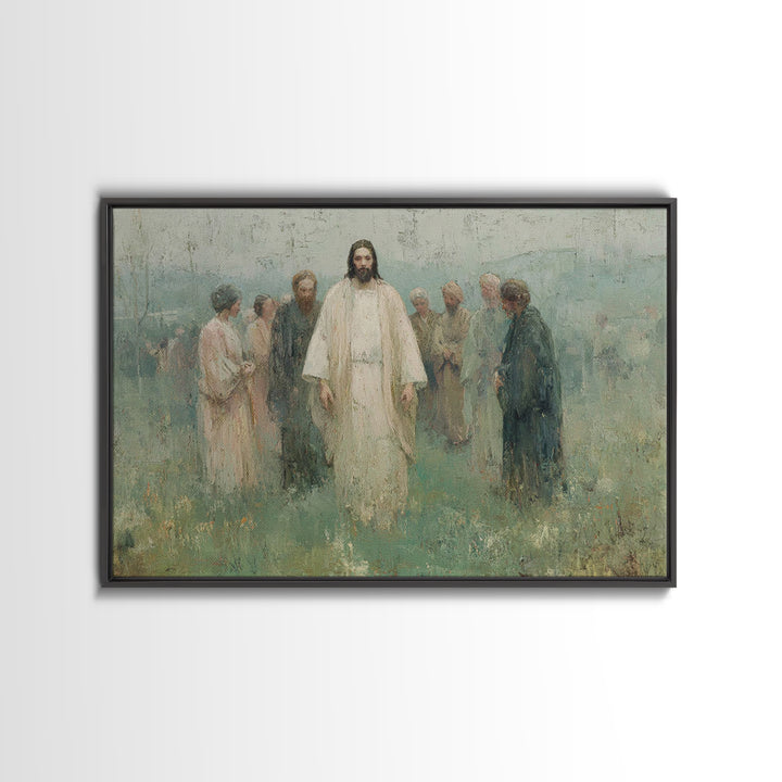 Sacred Meadow Light – Framed Canvas Print – Jesus Painting – Christian Wall Art – Christian Art Canvas – Christian Christmas Art