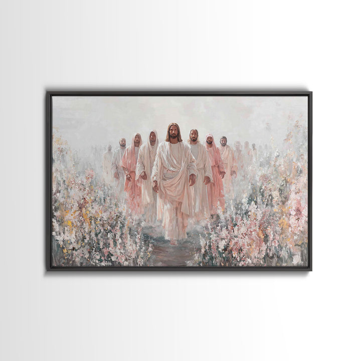 Rose Garden Path – Framed Canvas Print – Christian Wall Art – Jesus Painting – Christian Art Canvas – Christian Christmas Art