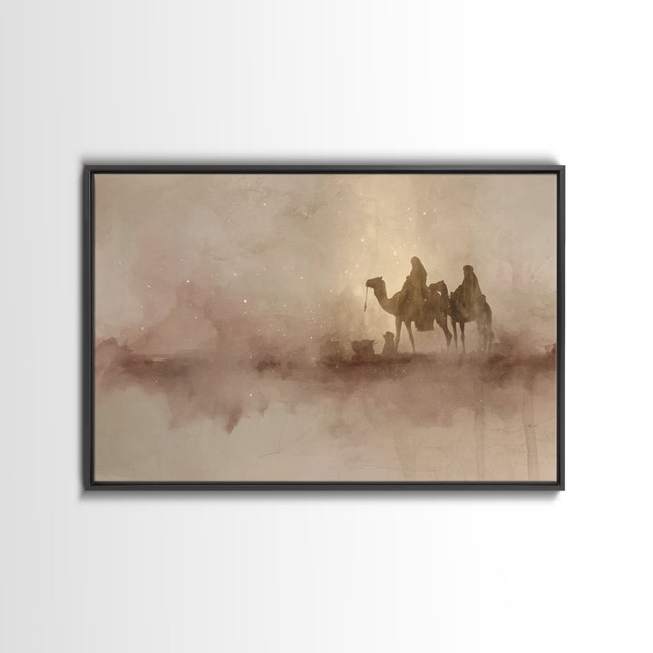 Starry Caravan Path | Framed Canvas Print | Christmas Art | Christian Christmas Art | Christmas Wall Art | Christian Art Canvas