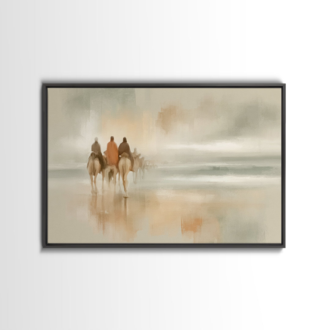 Silent Pilgrims – Framed Canvas Print – Christian Wall Art – Christian Art Canvas – Christmas Art – Christian Gift – Christian Christmas Ar