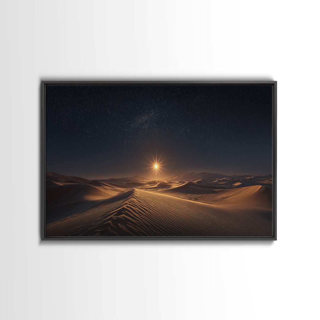 Midnight Radiance – Framed Canvas Print – Christian Wall Art – Christian Art Canvas – Christmas Art – Christian Christmas Art – Jesus Paint