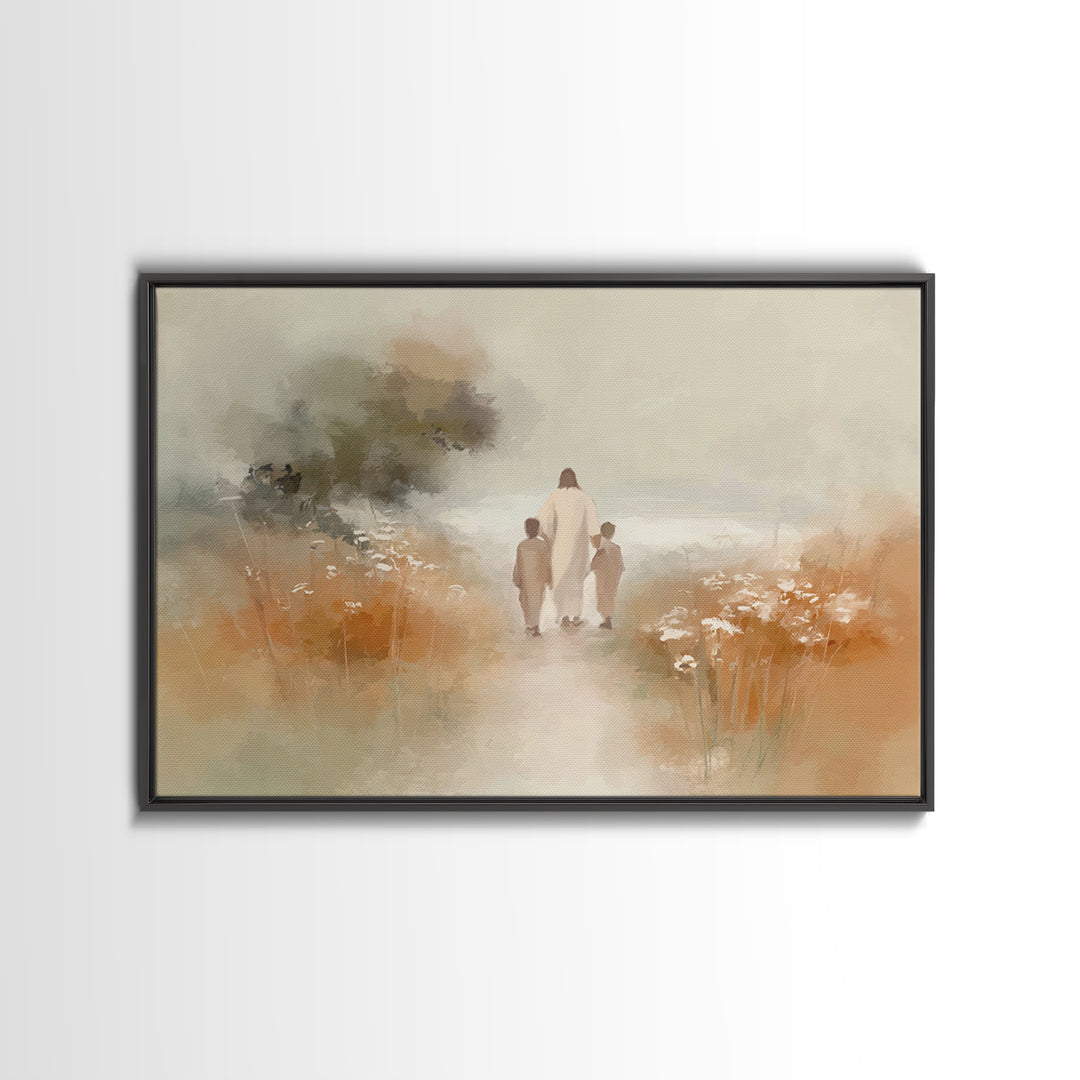Radiant Garden Peace, Framed Canvas Print, Christian Wall Art, Jesus Painting, Christian Art Print, Christian Christmas Art