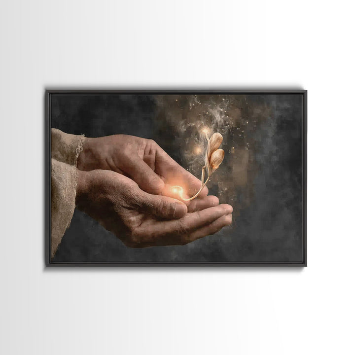 Hands Of Grace - Framed Canvas Print - Christian Art Canvas - Christian Gift - Christian Wall Art - Jesus Painting