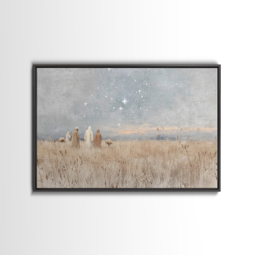 Starry Fields – Framed Canvas Print – Christian Christmas Art – Subtle Christian Art – Christian Art Prints – Pastoral Scenery – Christian