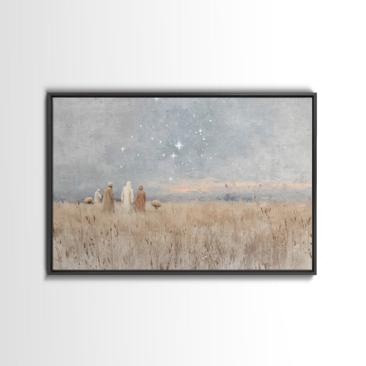 Starry Fields – Framed Canvas Print – Christian Christmas Art – Subtle Christian Art – Christian Art Prints – Pastoral Scenery – Christian
