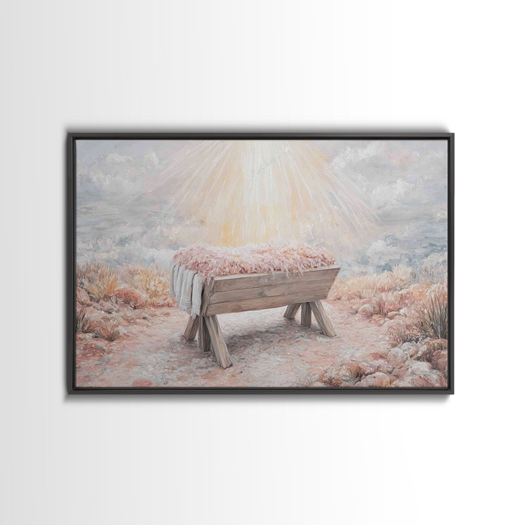 Manger Light – Framed Canvas Print – Christian Wall Art – Christian Art Canvas – Christmas Art – Jesus Christmas Art – Christian Art