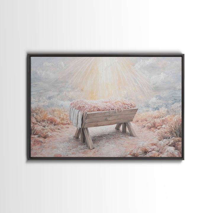 Manger Light – Framed Canvas Print – Christian Wall Art – Christian Art Canvas – Christmas Art – Jesus Christmas Art – Christian Art