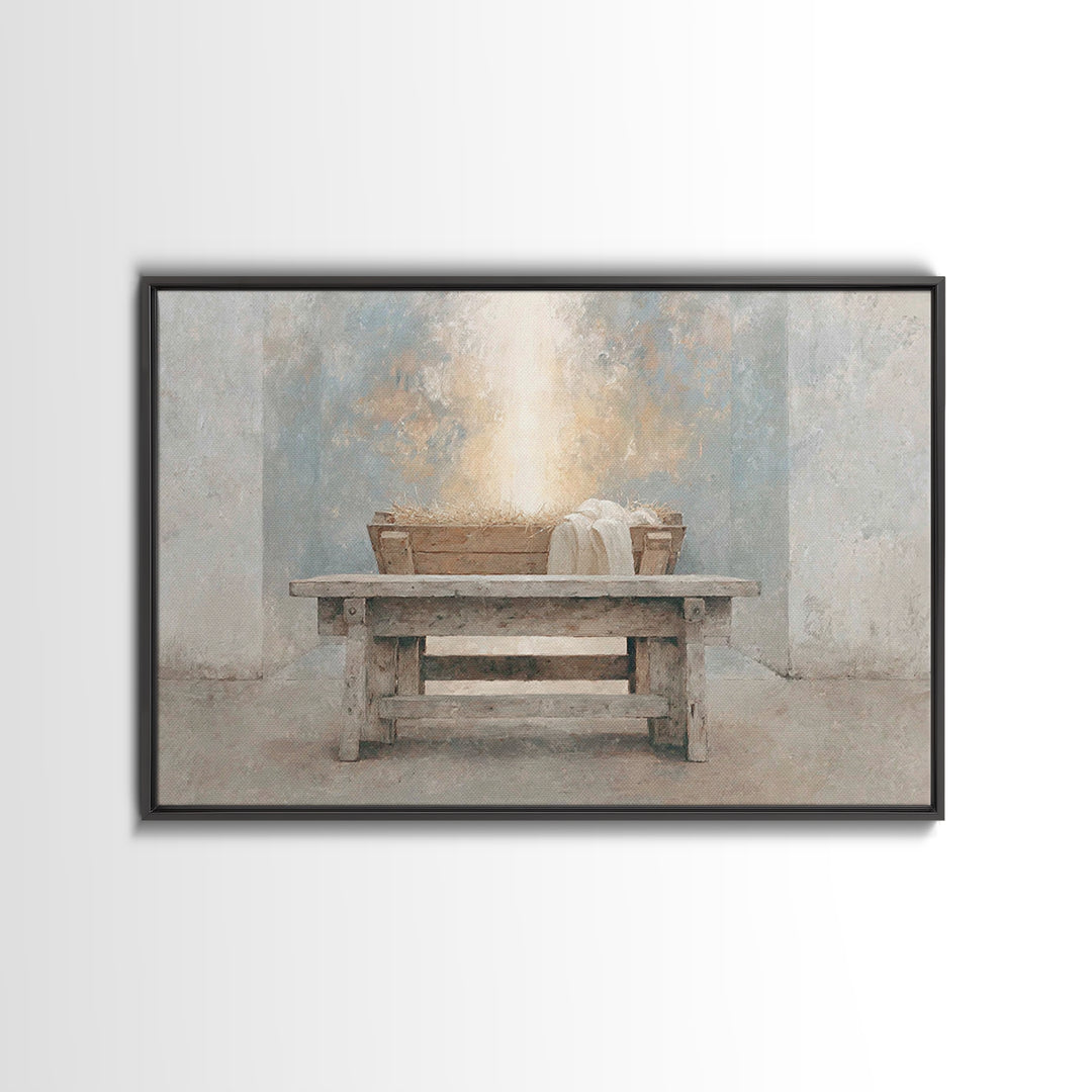 Cradle Of Heaven – Framed Canvas Print – Christian Art Canvas – Christian Wall Art – Christmas Art – Christian Christmas Art – Jesus Painti