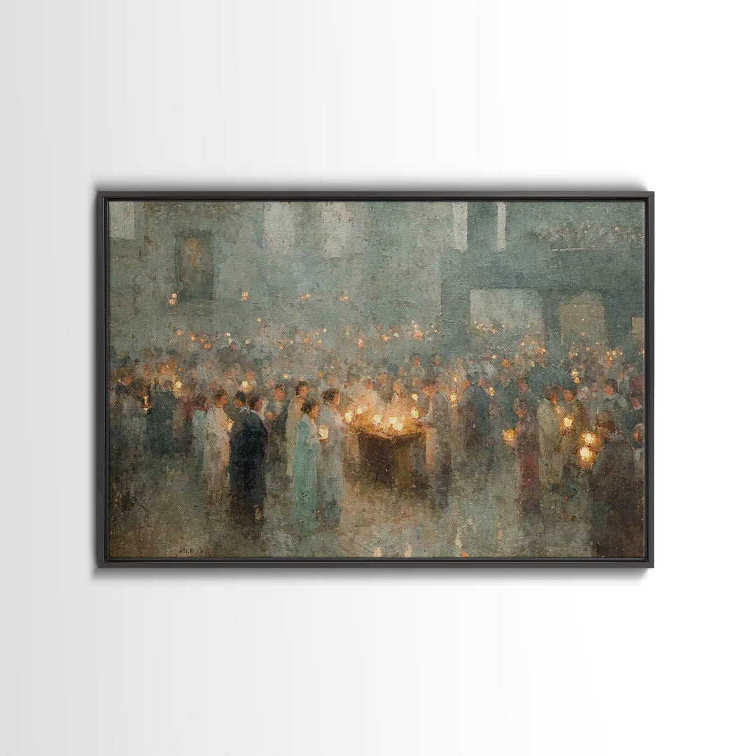 Sanctuary Gathering – Framed Canvas Print – Christian Art Canvas – Christian Wall Art – Vintage Christian Art – Christian Gift