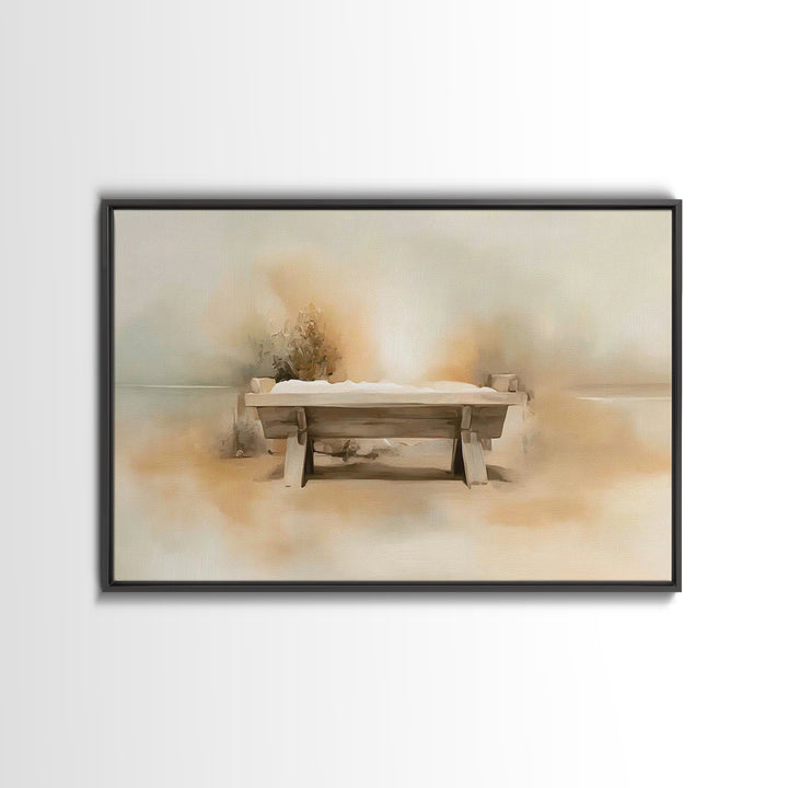 Manger Hope – Framed Canvas Print – Christmas Art – Christian Art Canvas – Christian Wall Art – Christian Christmas Decor – Subtle Christia