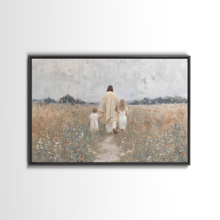 Path Of Peace – Framed Canvas Print – Christian Wall Art – Jesus Painting – Christian Art Canvas – Pastoral Scenery – Christian Christmas A