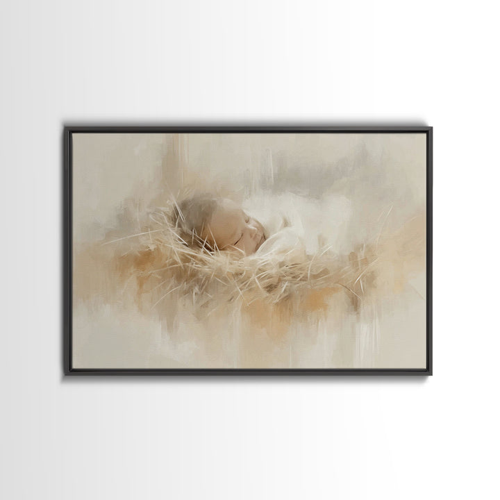 Gentle Nativity Still | Framed Canvas Print | Christian Art Canvas | White Christmas Art | Christian Christmas Art | Christian Wall Art | M