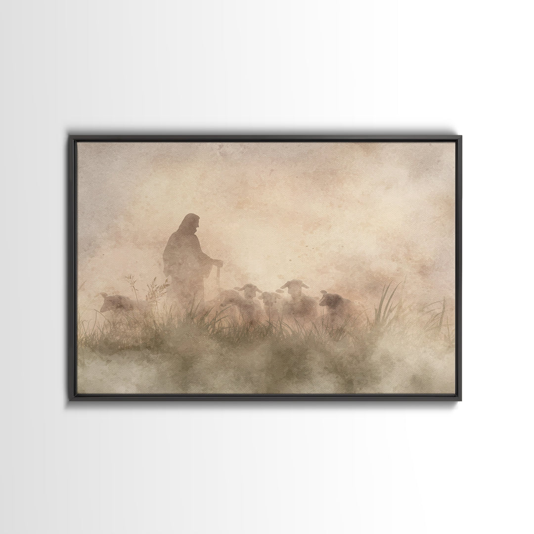 Radiant Pasture Grace – Framed Canvas Print – Christian Wall Art – Christian Art Canvas – Jesus Painting – Christmas Art
