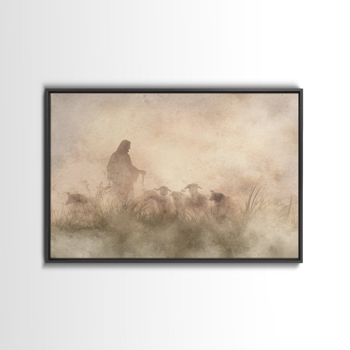 Radiant Pasture Grace – Framed Canvas Print – Christian Wall Art – Christian Art Canvas – Jesus Painting – Christmas Art