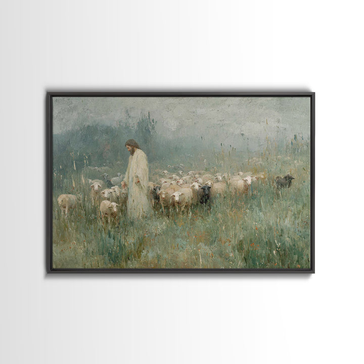 Pasture Of Peace | Framed Canvas Print | Christian Art Canvas | Christian Wall Art | Jesus Painting | Christian Art