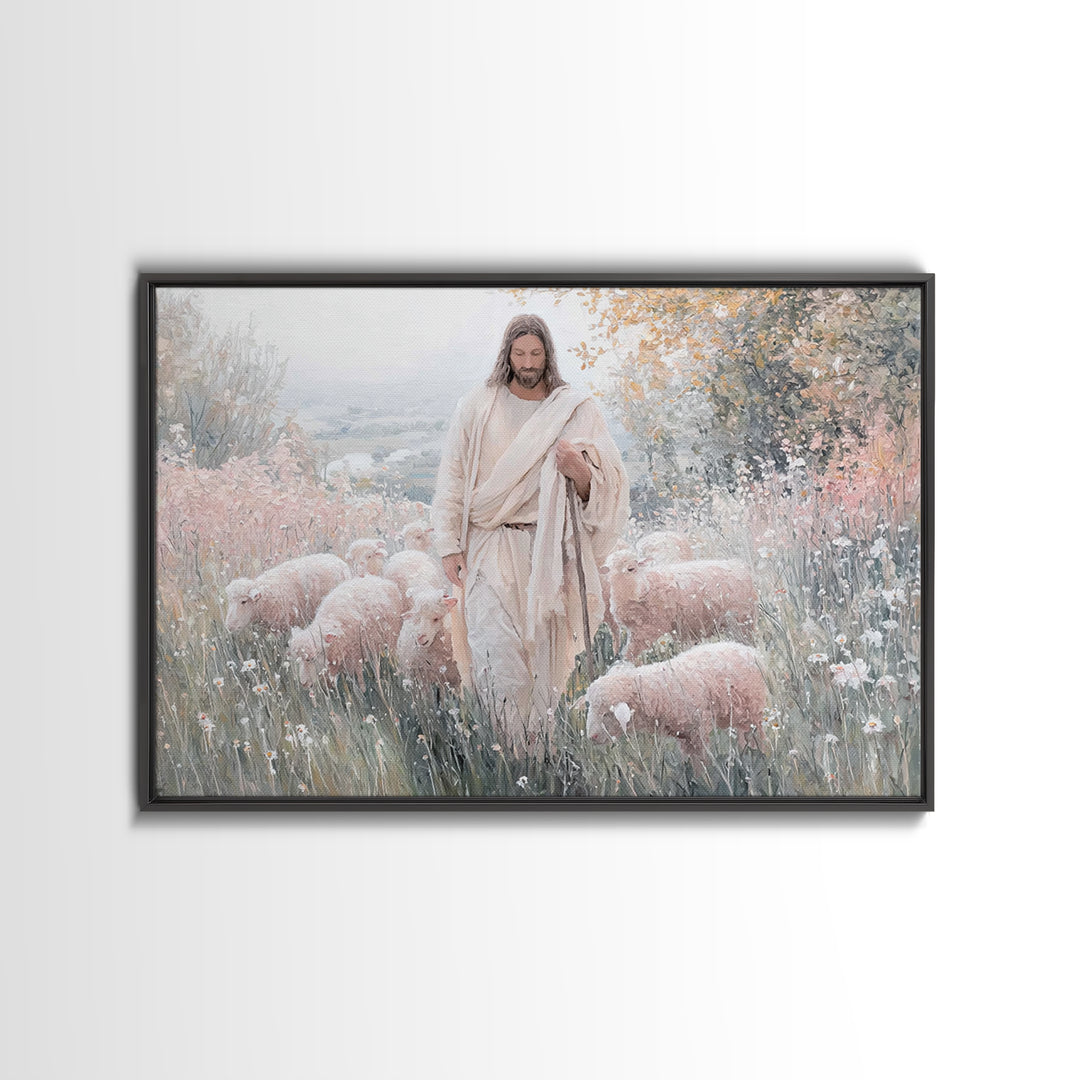 Garden Of His Care – Framed Canvas Print – Christian Art Canvas – Jesus Painting – Christian Wall Art – Christian Art
