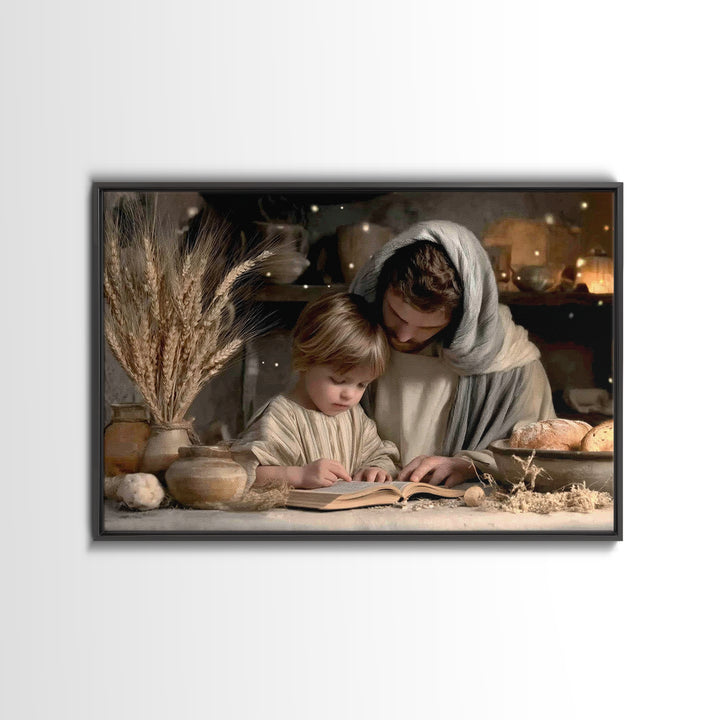 Humble Table Light | Framed Canvas Print | Christian Wall Art | Jesus Painting | Christian Art Canvas | Christian Gift | Vintage Christian
