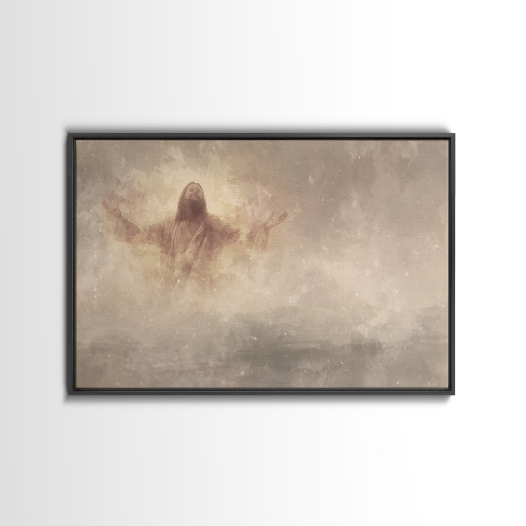 Heavenly Rise – Framed Canvas Print – Christian Art Canvas – Jesus Painting – Christian Wall Art – Christian Gift – Modern Christian Art