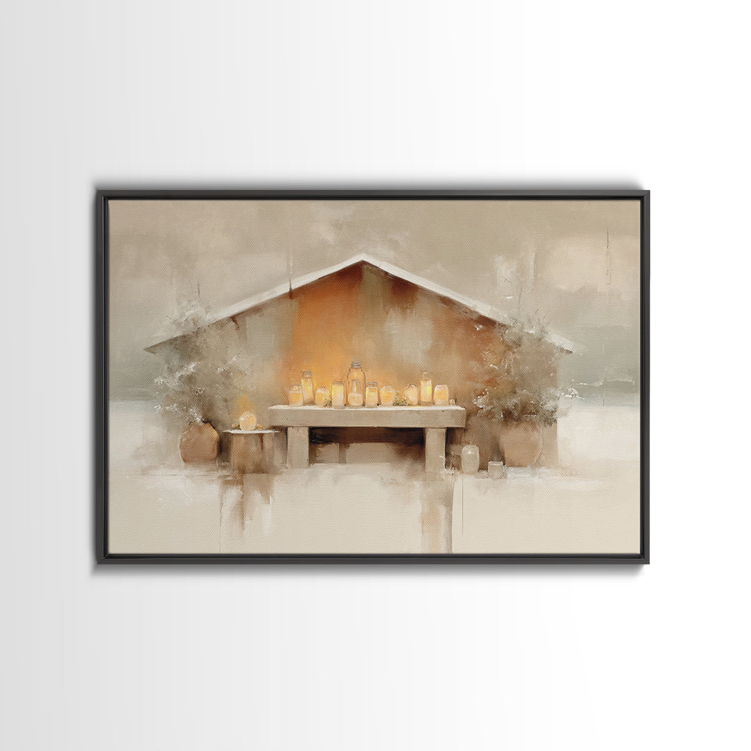 Humble Manger Stillness | Framed Canvas Print | Christian Wall Art | Christian Art Canvas | Christmas Art | Subtle Christian Art | Christia