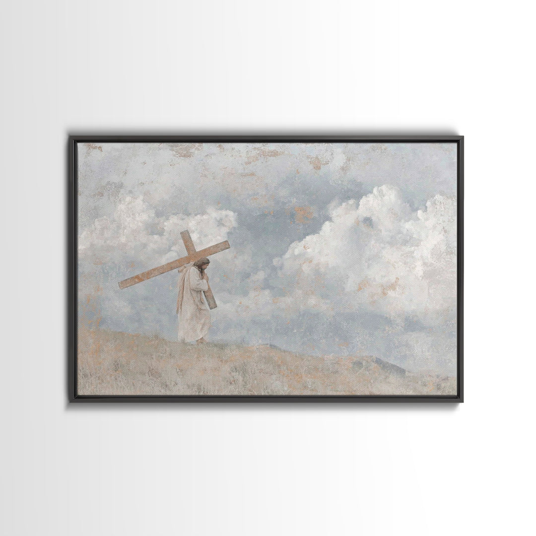 Calvary Sky – Framed Canvas Print – Christian Art Canvas – Christian Wall Art – Jesus Painting – Modern Christian Painting – Christian Gift