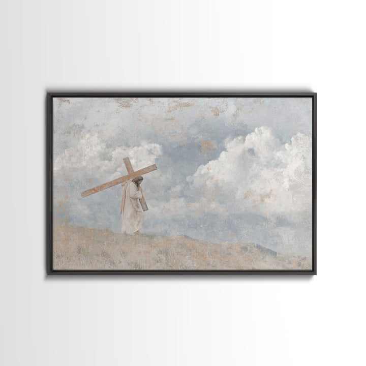 Calvary Sky – Framed Canvas Print – Christian Art Canvas – Christian Wall Art – Jesus Painting – Modern Christian Painting – Christian Gift