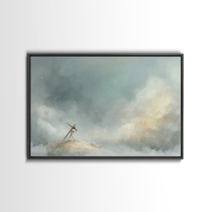 Hilltop Journey – Framed Canvas Print – Jesus Painting – Christian Art Canvas – Christian Wall Art – Subtle Christian Art – Christian Gift