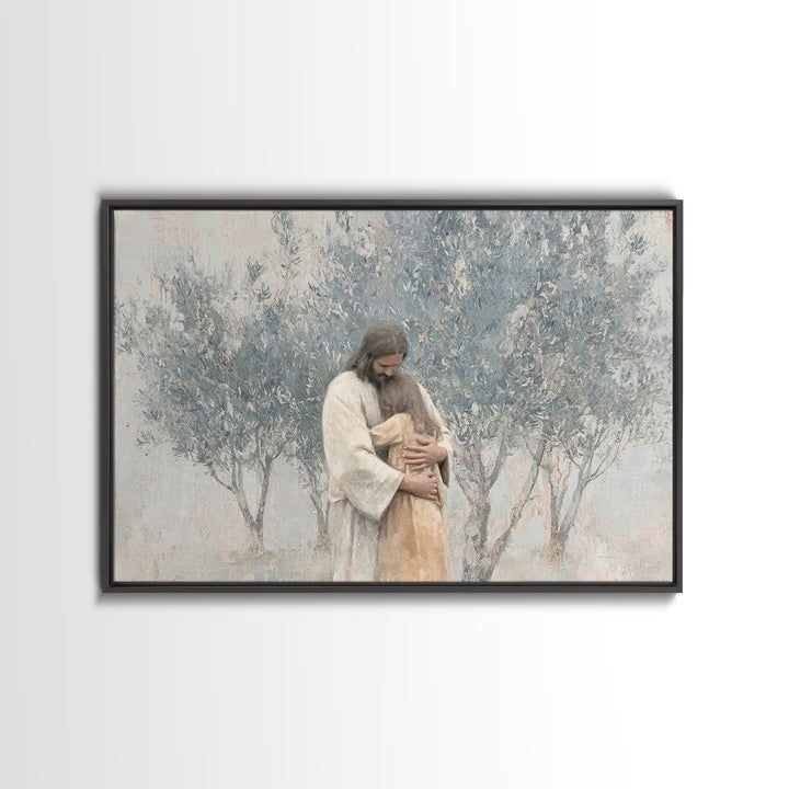 Olive Grove Peace – Framed Canvas Print – Christian Art Canvas – Jesus Painting – Christian Wall Art – Subtle Christian Paintings – Christi