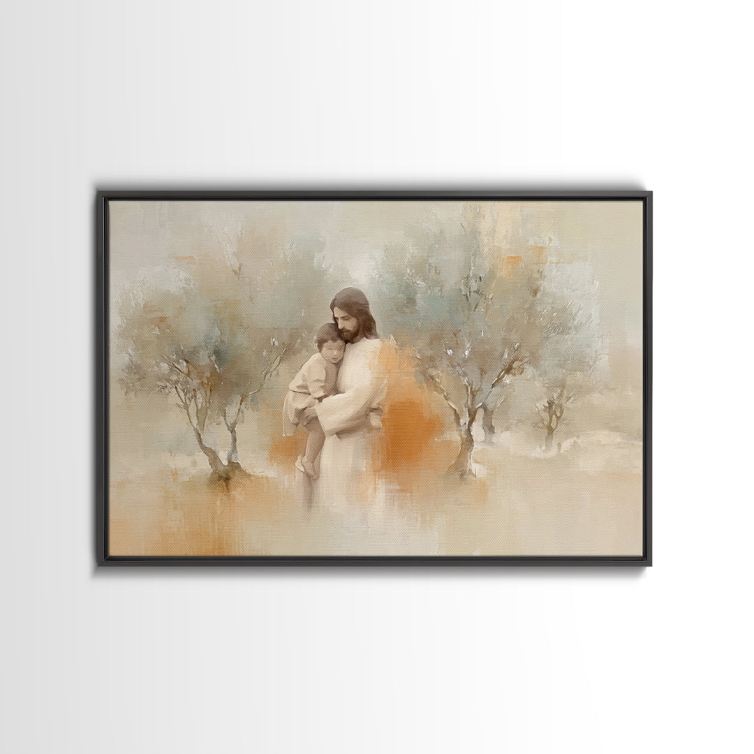 Sheltering Light – Framed Canvas Print – Christian Art Canvas – Jesus Painting – Christian Wall Art – Christian Gift Ideas – Large Christia
