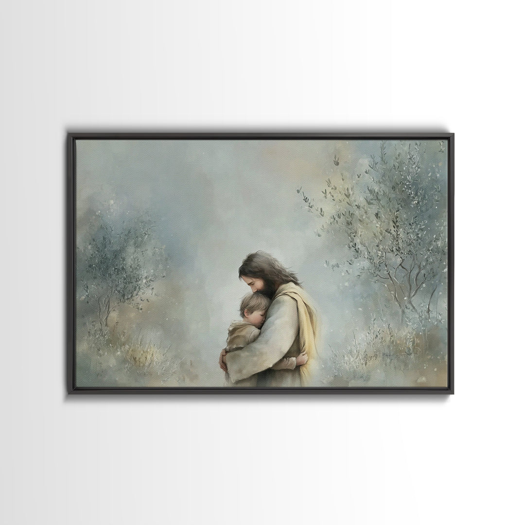Sacred Holding – Framed Canvas Print – Christian Art Canvas – Jesus Painting – Christian Wall Art – Vintage Christian Art – Christian Home