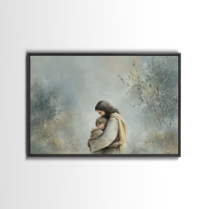 Sacred Holding – Framed Canvas Print – Christian Art Canvas – Jesus Painting – Christian Wall Art – Vintage Christian Art – Christian Home