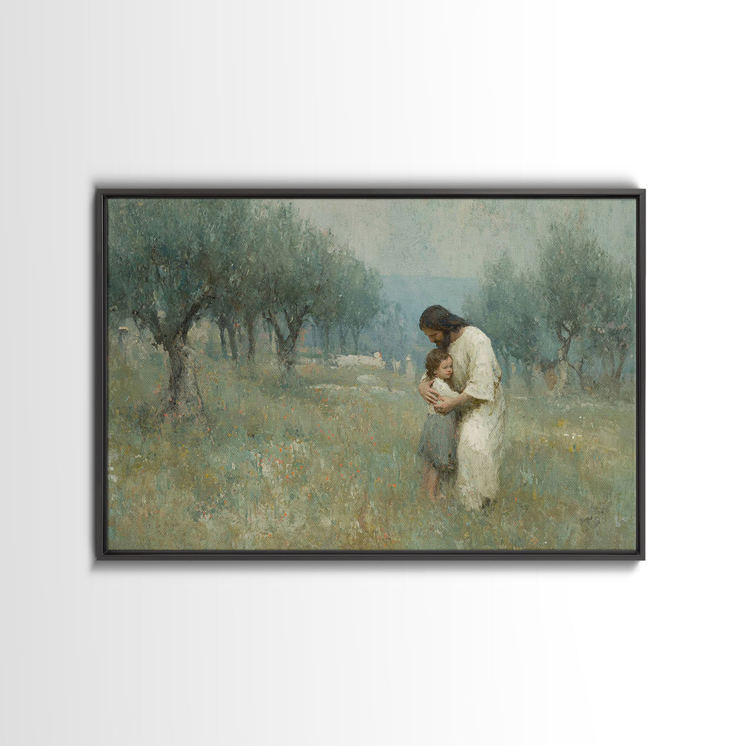 Grace In The Grove – Framed Canvas Print – Christian Wall Art – Jesus Painting – Christian Art Canvas – Subtle Christian Art – Christian Gi