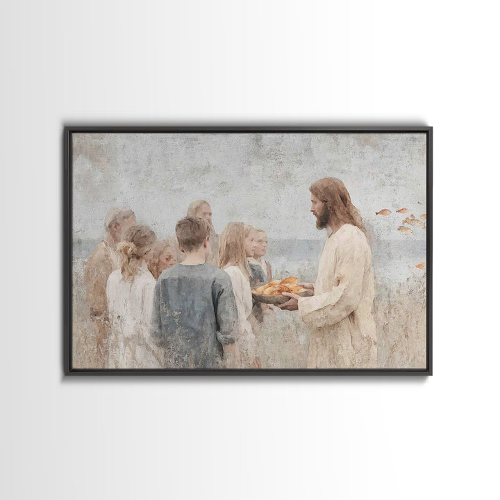 Gathered Blessing – Framed Canvas Print – Christian Art Canvas – Christian Wall Art – Jesus Painting – Christian Art Print – Christian Deco