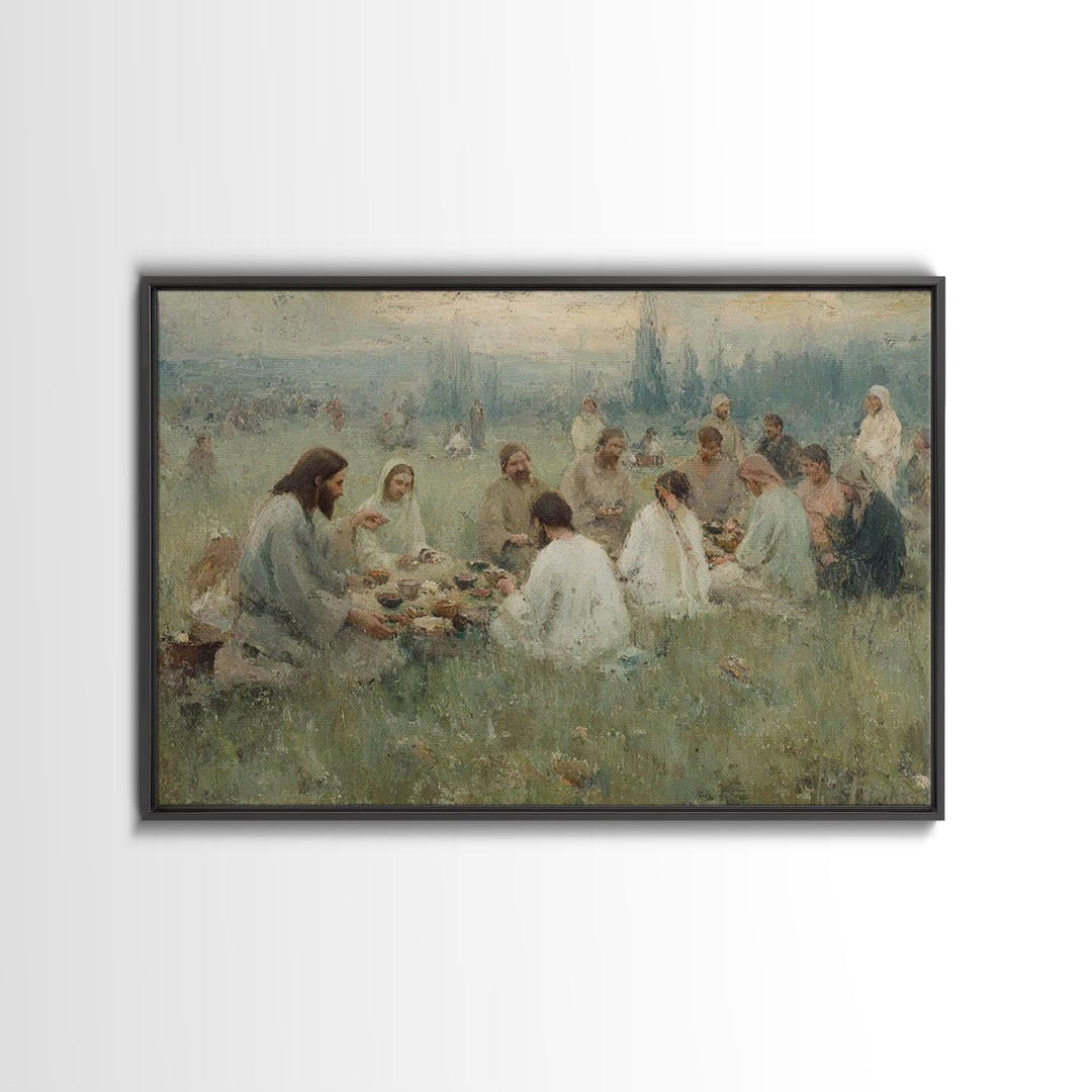 Fields Of Sharing – Framed Canvas Print – Christian Art Canvas – Large Christian Painting – Christian Wall Art – Subtle Christian Paintings