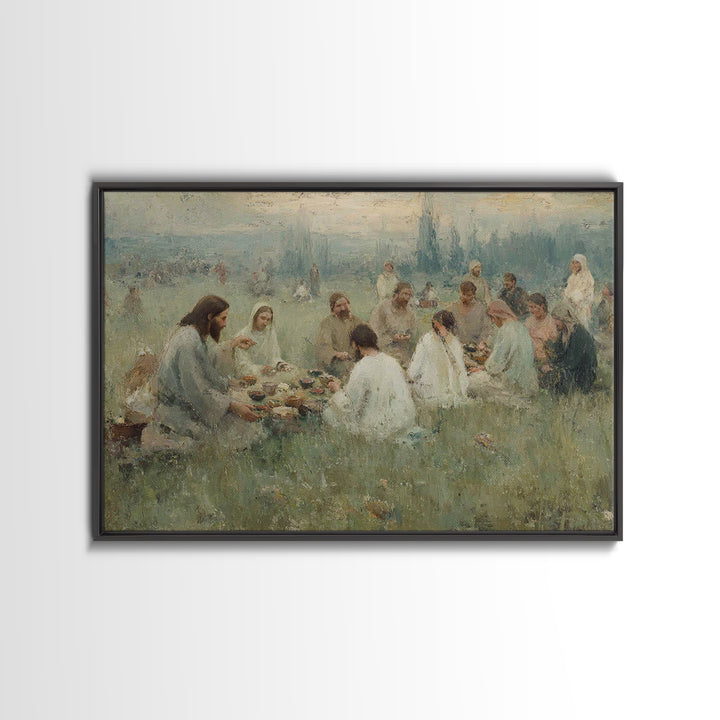 Fields Of Sharing – Framed Canvas Print – Christian Art Canvas – Large Christian Painting – Christian Wall Art – Subtle Christian Paintings