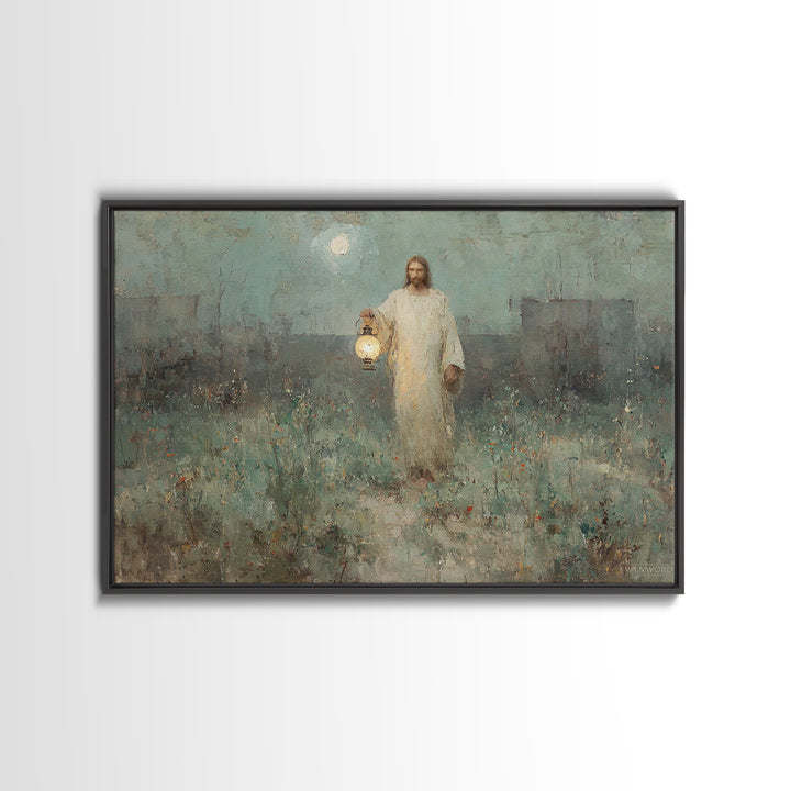 Gentle Shepherd Light, Framed Canvas Print, Jesus Canvas Art, Christian Wall Art, Christian Art Canvas, Christian Gift Ideas, Christian Dec
