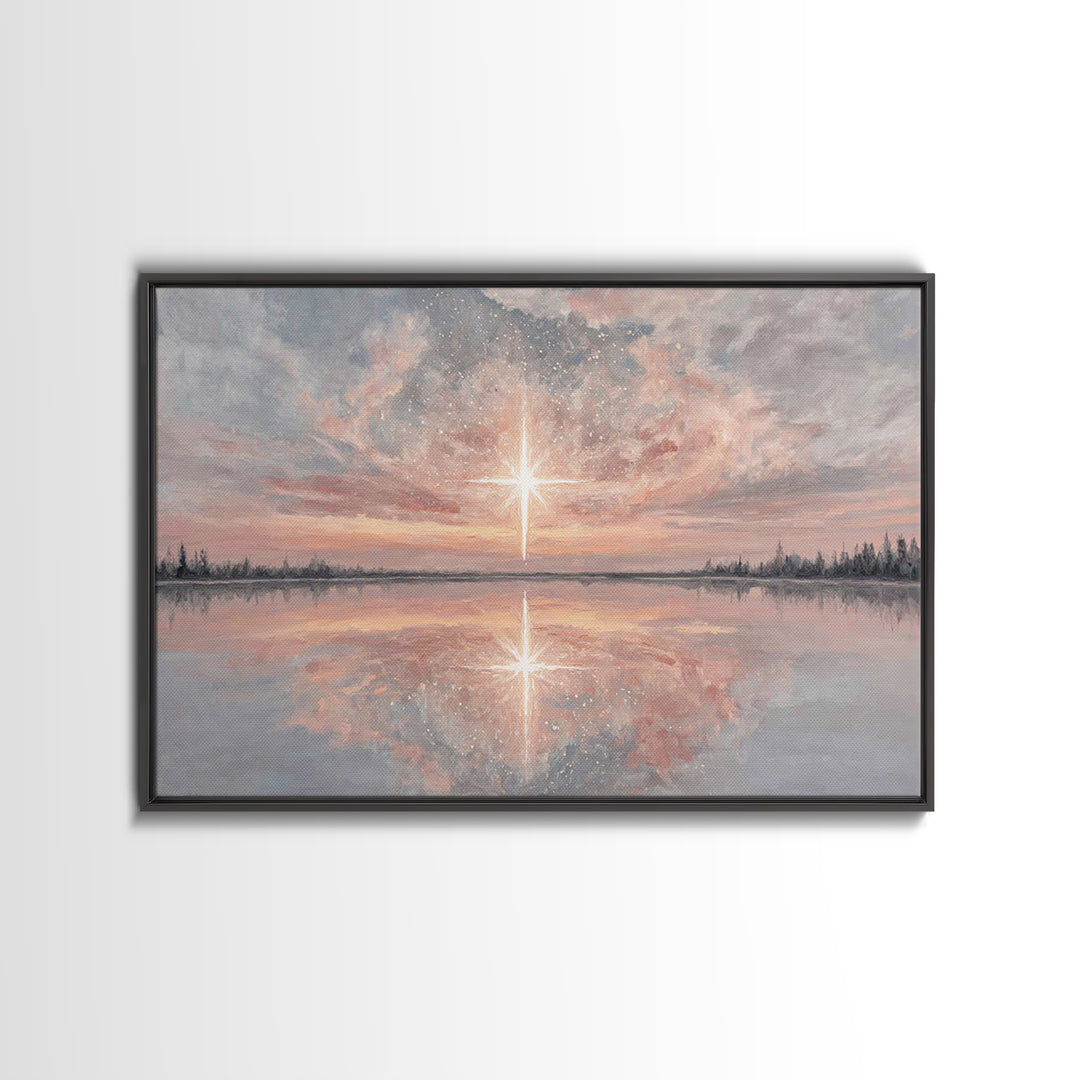 Heavenly Dawn Star | Framed Canvas Print | Christian Art Canvas | Christian Christmas Decor | Christian Painting | Christmas Wall Art | Vin