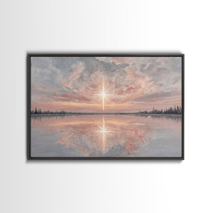 Heavenly Dawn Star | Framed Canvas Print | Christian Art Canvas | Christian Christmas Decor | Christian Painting | Christmas Wall Art | Vin