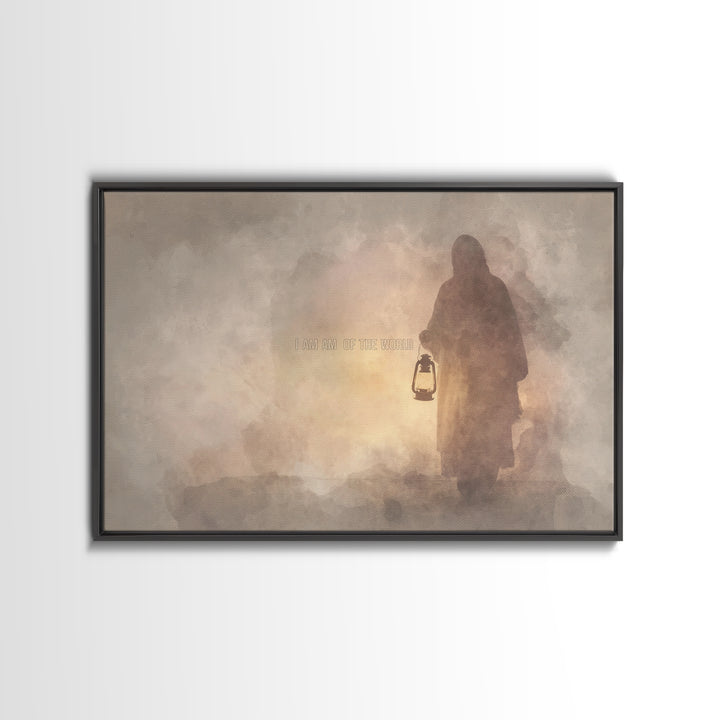Light Of The World, Framed Canvas Print, Jesus Painting Canvas, Christian Wall Art, Christian Art Canvas, Christian Decor, Christian Christ