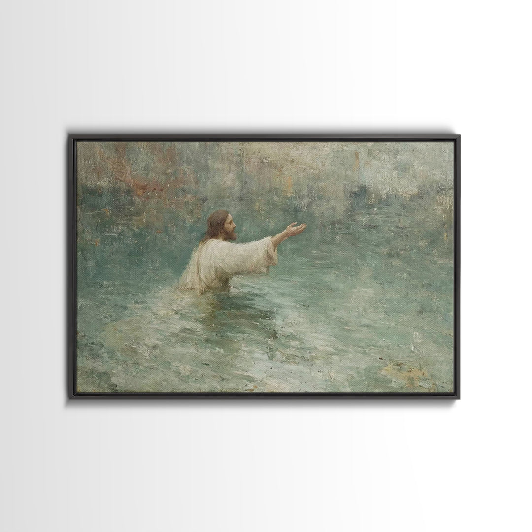 Waters Of Grace – Framed Canvas Print – Christian Art Work – Jesus Painting Canvas – Christian Wall Art – Modern Christian Art – Christian