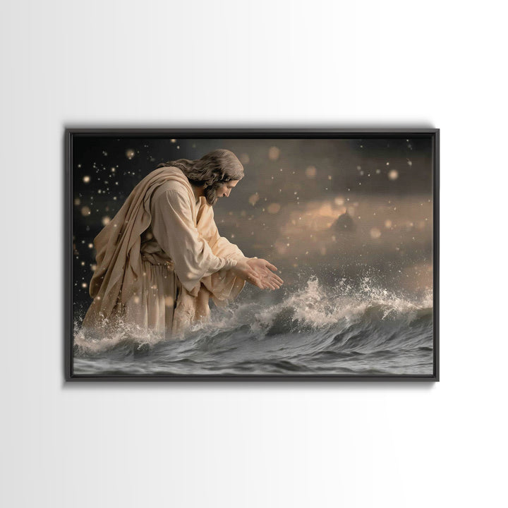 Night Of Peace, Framed Canvas Print, Christian Art Canvas, Jesus Painting, Christian Wall Art, Moody Christian Art, Christian Gift Ideas
