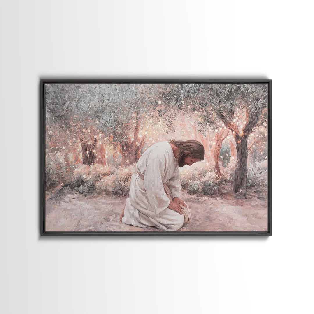 Light In Gethsemane – Framed Canvas Print – Christian Art Canvas – Jesus Painting – Christian Wall Art – Large Christian Art – Christian De