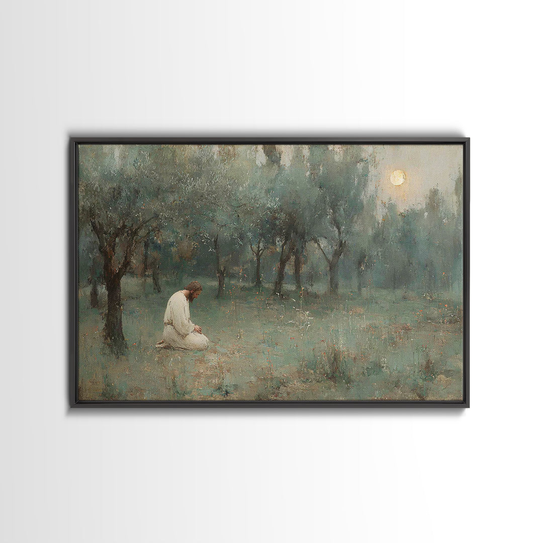 Garden Of Prayer - Framed Canvas Print - Christian Wall Art - Jesus Painting - Christian Art Canvas - Vintage Christian Art